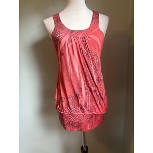 L8ter Y2K Boho‎ Floral Fall Top Red Black Stretchy Medium Sleeveless Fairy Shirt